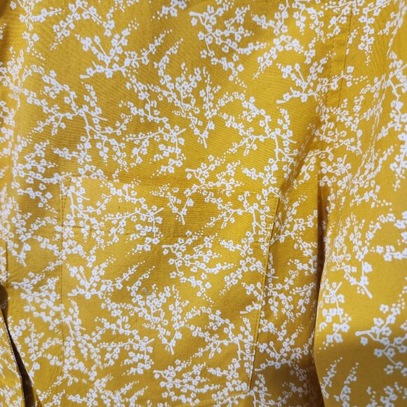 GAP Women's Yellow/White design Long Sleeve Button Down Blouse Top Shirt-Medium - Picture 4 of 7
